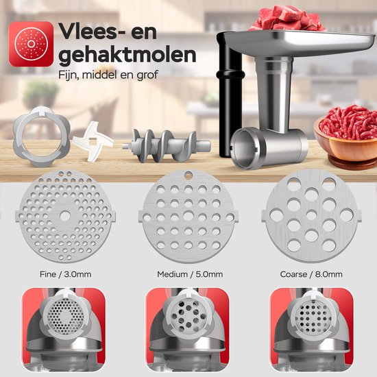 TurboTronic TT-006 / Keukenmachine - Staande Keukenmixer- keukenrobot -Foodprocessor - 5 Liter - 2000W - Zwart van TurboTronic — afbeelding 5