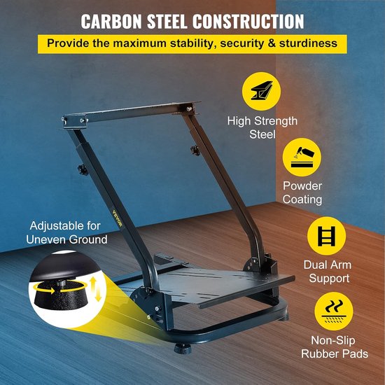 Stuurwiel Houder - Race Cockpit - Race Simulatie - Universeel Verstelbaar - 62-80 cm Hoogte - Zwart — afbeelding 3