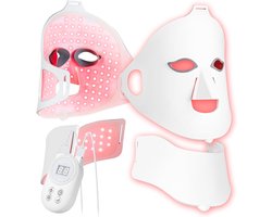 Led Gezichtsmasker - Lichttherapie Masker - Huidverjonging Thuis - 168 Leds - Gezicht Hals - Wit