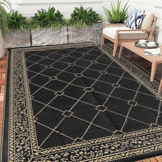 Buitentapijt - Picknickkleed - Terras en tuin - Omkeerbaar ontwerp - 180 x 270 cm - Zwart — afbeelding 3