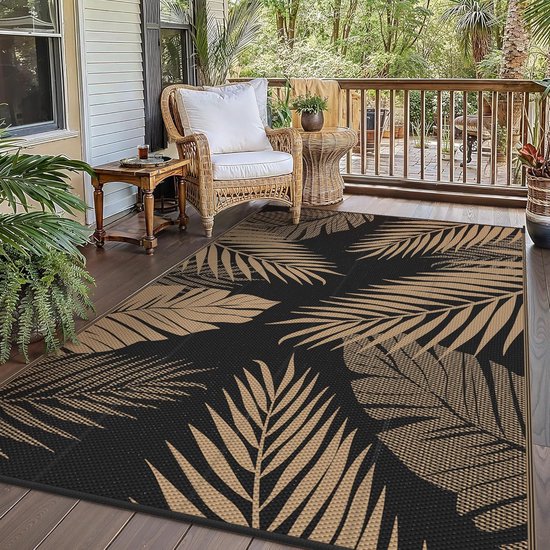 Buitentapijt - Picknickkleed - Buiten Leven - Omkeerbaar Design - 180x275cm - Zwart Bruin — afbeelding 2
