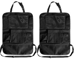 2 Stuks - Autostoel Organizer - Auto Achterbank Organizer - Premium 600D Oxford Stof Rugleuningbeschermer - Waterdichte Auto Opbergtas - met 12 Opbergvakken - voor Kinderen Reizen Camper - Model Universeel - Zwart