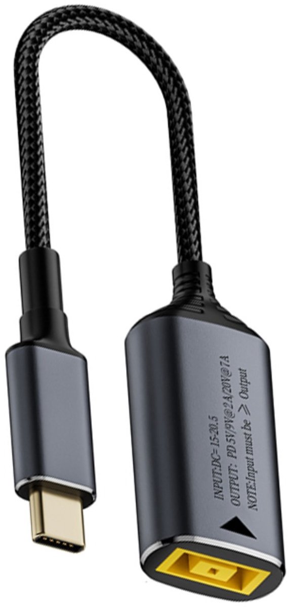 140W USB-C Male naar Lenovo Slim Tip (Vierkant) Female Adapter - Laad uw apparaten op