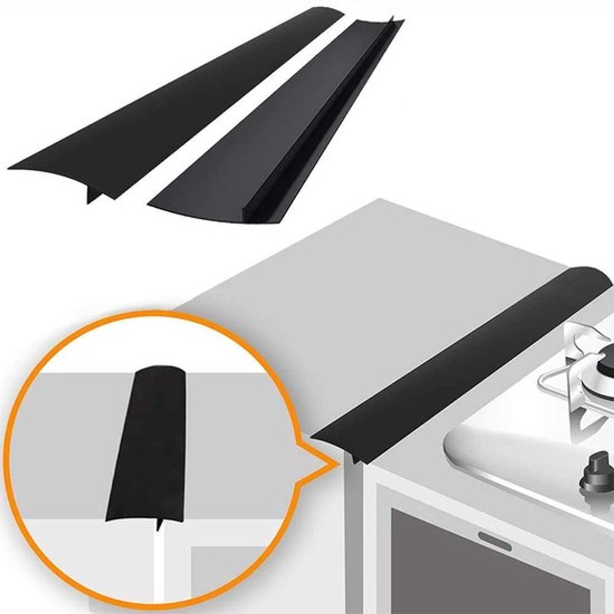 Allecto - Nikou 2-delige Siliconen Keuken Gap Filler Strip - Anti-Olie T-vormige