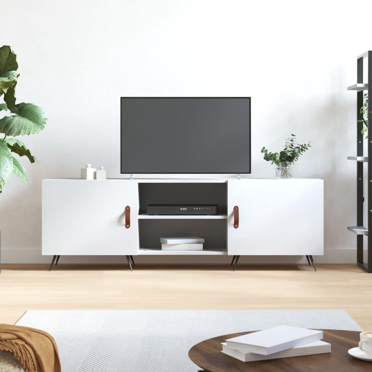 TV-meubel - Mediabureau Kast - Opbergen Entertainment - Met Deuren - 150x30x50 cm - Wit