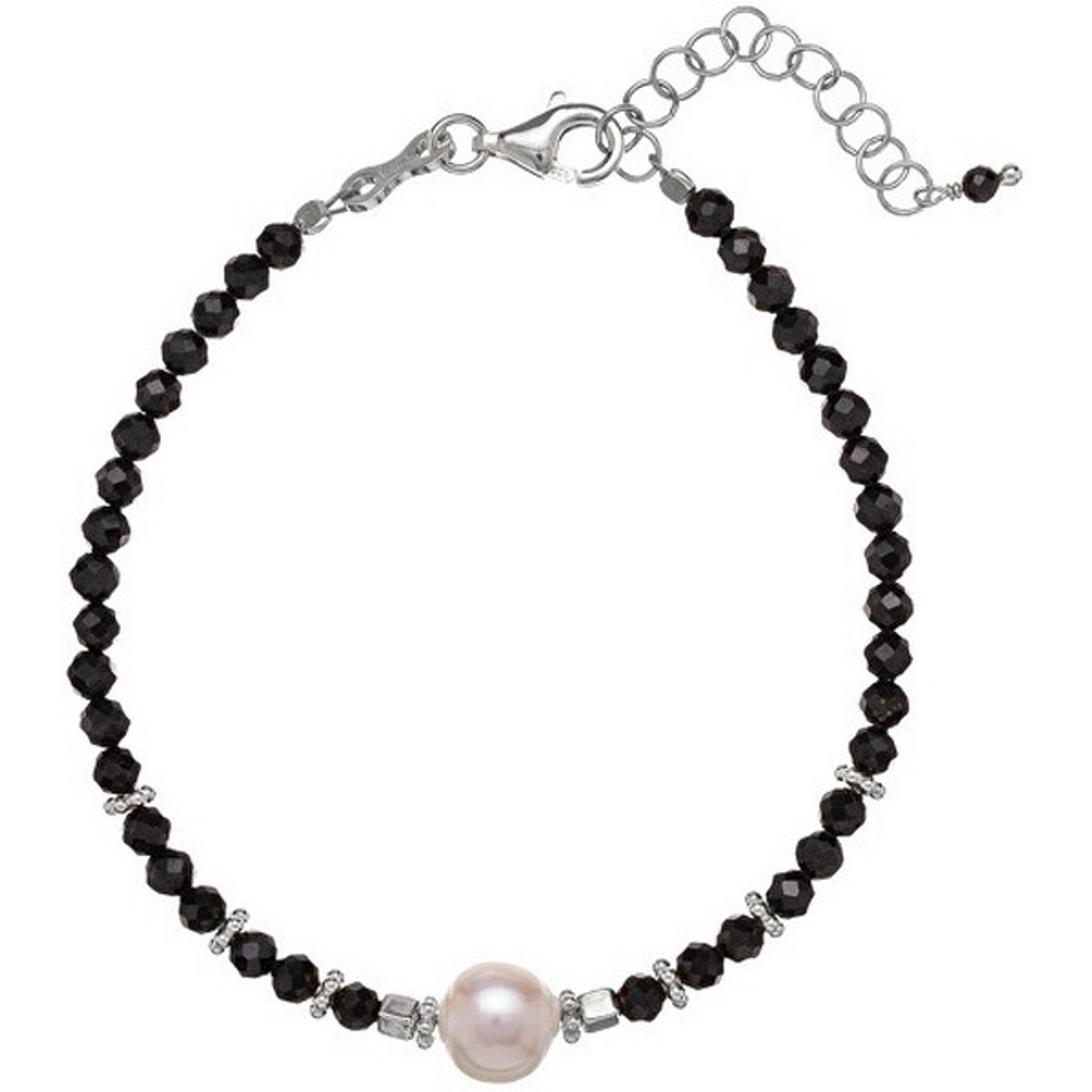ALISIA AL4108 ZILVEREN ARMBAND MET ZWARTE SPINEL EN PAREL 1 STUK