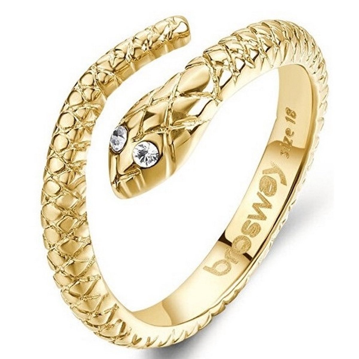 BROSWAY CHAKRA BHKR006 - 52 MM - GOLD-PLATED SLANG RING MET KRISTALLEN 1 STUK
