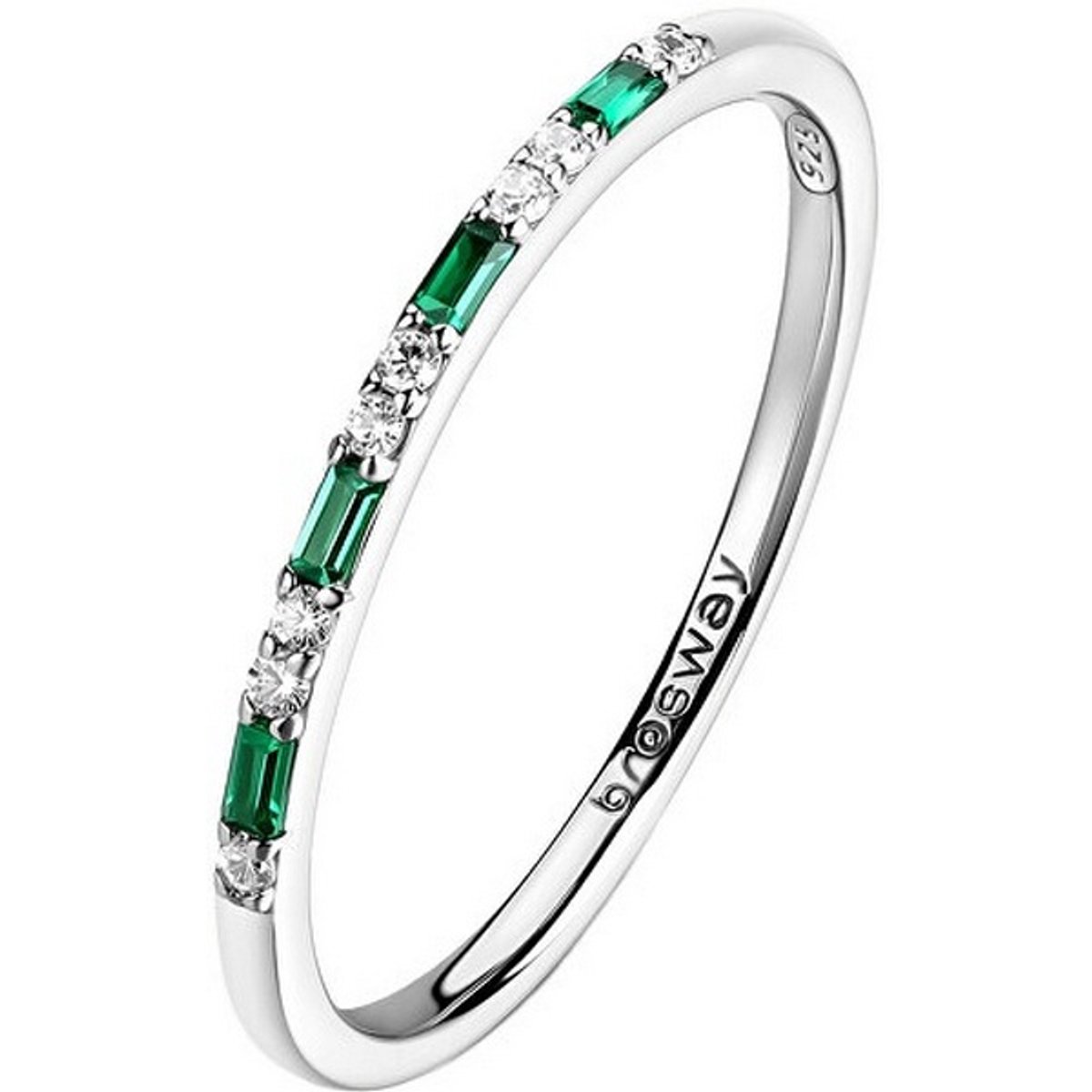 BROSWAY FANCY FLG149 - 50 MM - ZILVEREN RING MET GROENE/TRANSPARANTE ZIRKONIA'S 1 STUK