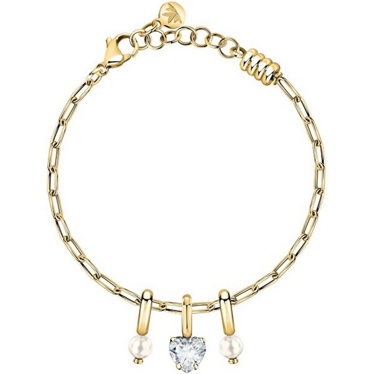 MORELLATO DROPS SCZ1398 GOLD-PLATED ARMBAND MET PARELS EN ZIRKONIA 1 STUK