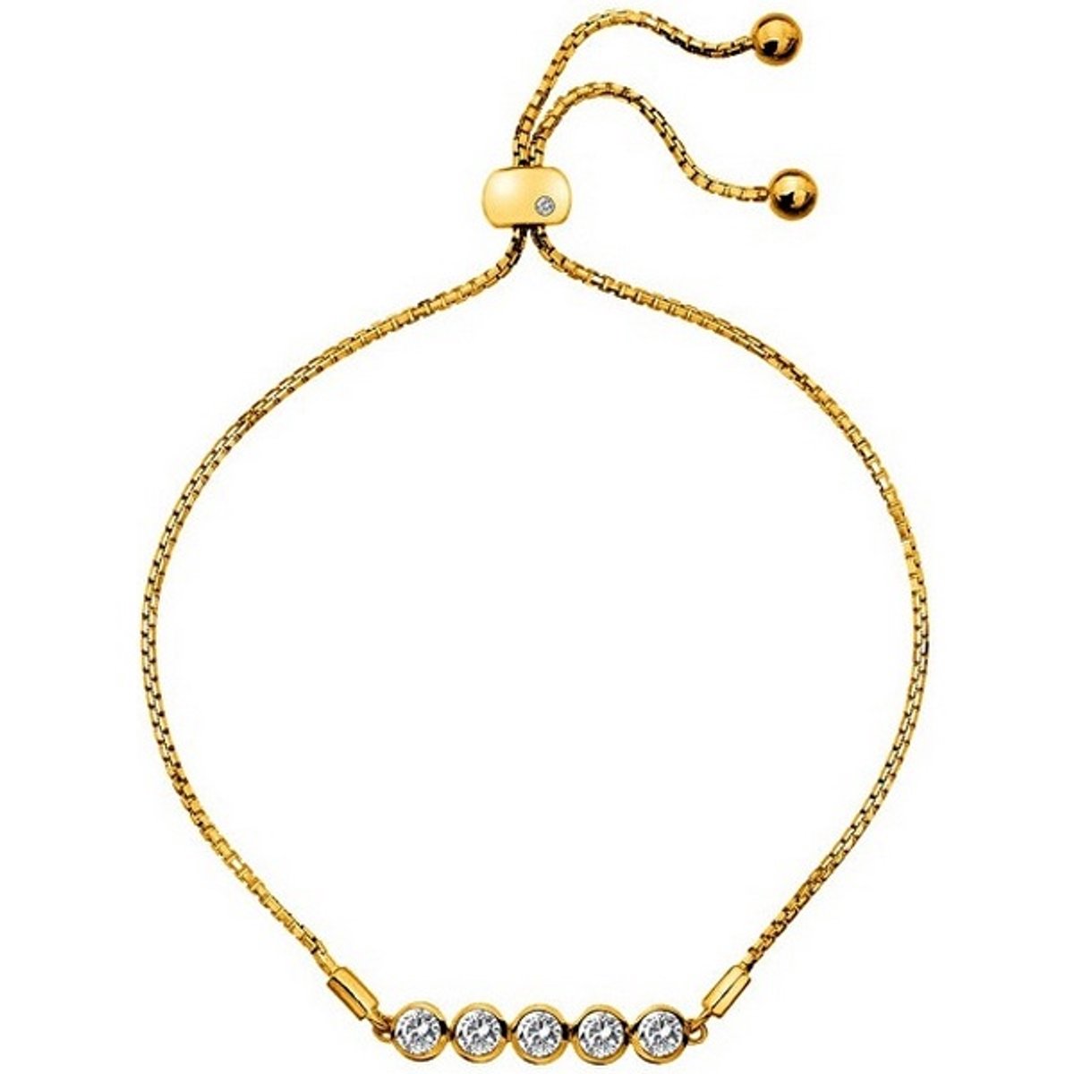HOT DIAMONDS DL699 GOLD-PLATED ARMBAND MET DIAMANT EN WITTE TOPAAS 1 STUK