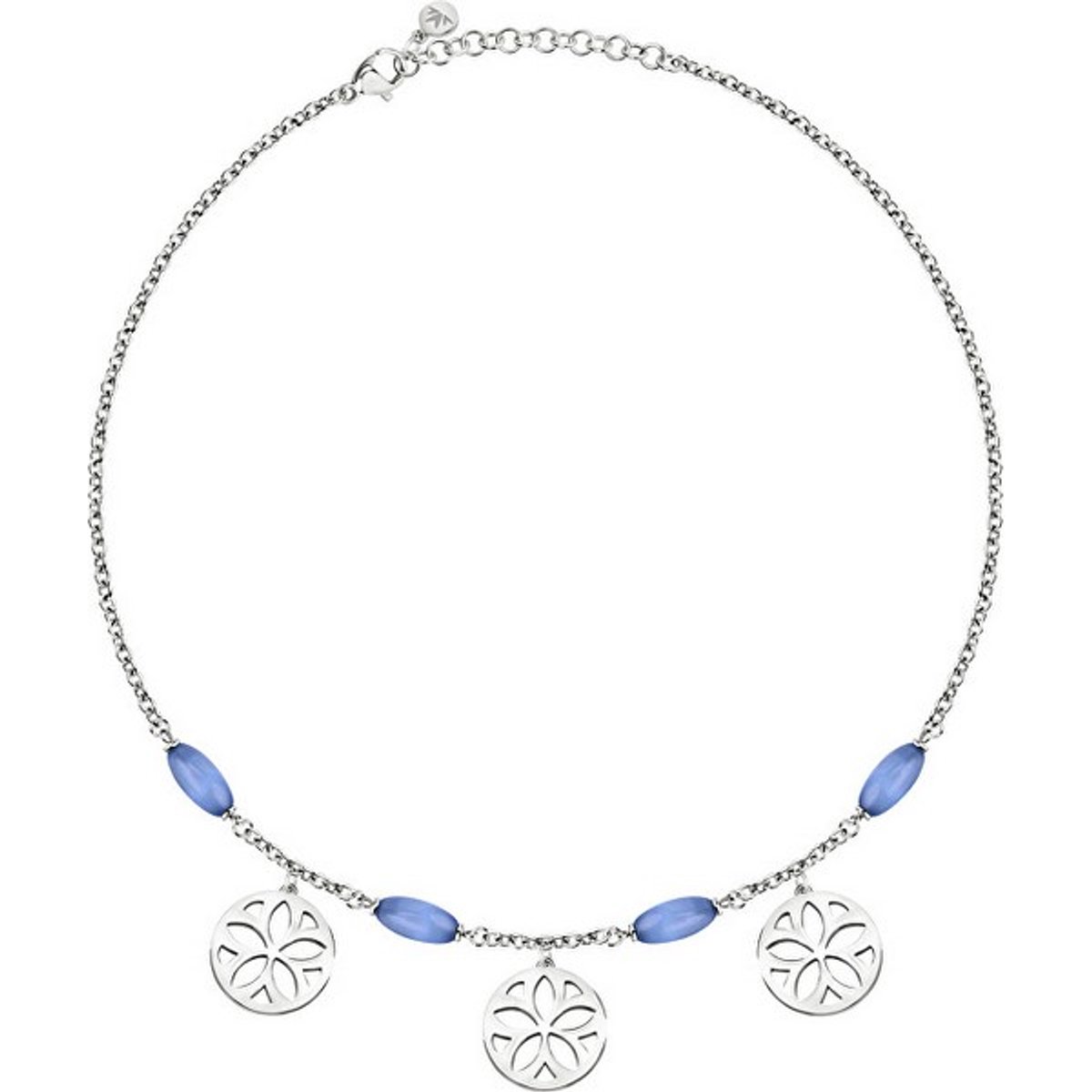 MORELLATO FIORE SATE02 STAINLESS STEEL ARMBAND MET LOTUS BEDELS EN BLAUWE STEENTJES 1 STUK