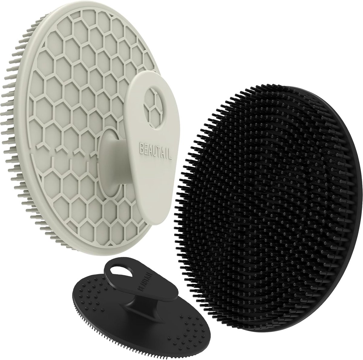 Thijox - Siliconen Lichaams- en Gezichtsborstelset 3-delig - Zachte Peeling Badborstel voor Gevoelige Huid - Duurzaam en Hygiënisch - Zwart