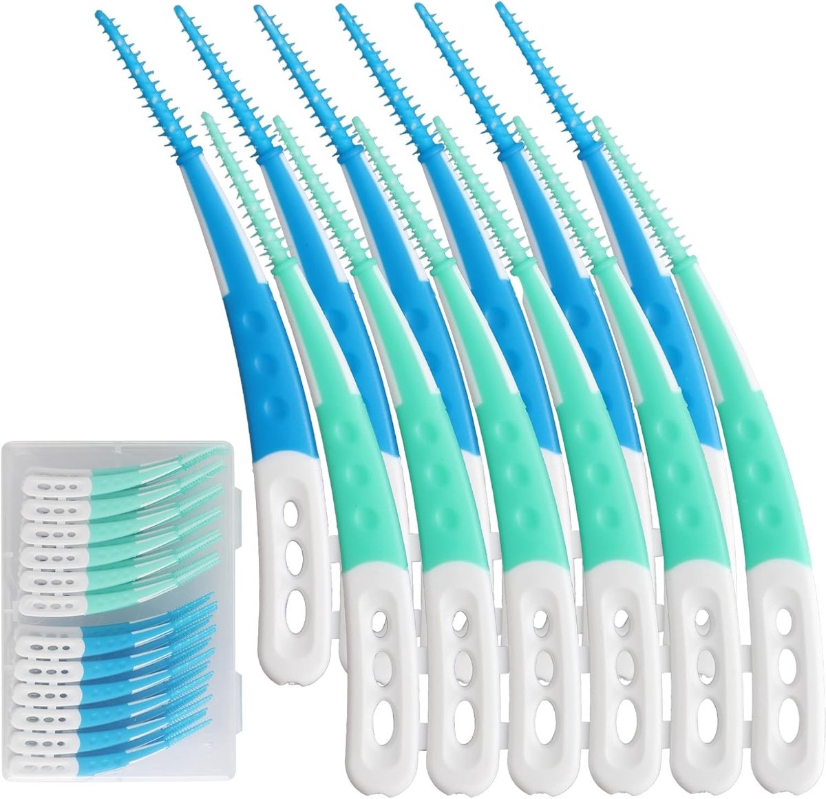 Interdentale borstels set van 60 stuks, zachte siliconen tandenstokers voor optimale mondhygiëne en het reinigen van moeilijk bereikbare ruimtes