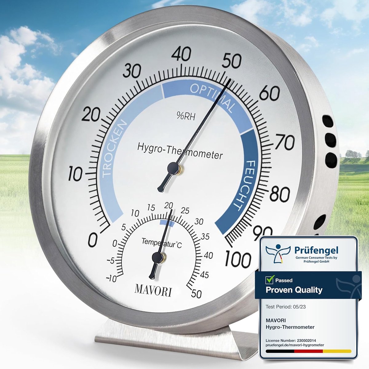 Thijox - Thermometer Hygrometer Analoog voor Binnen - Vochtigheidsmeter en Kamerthermometer van Hoogwaardig Roestvrij Staal - Nauwkeurige Metingen voo