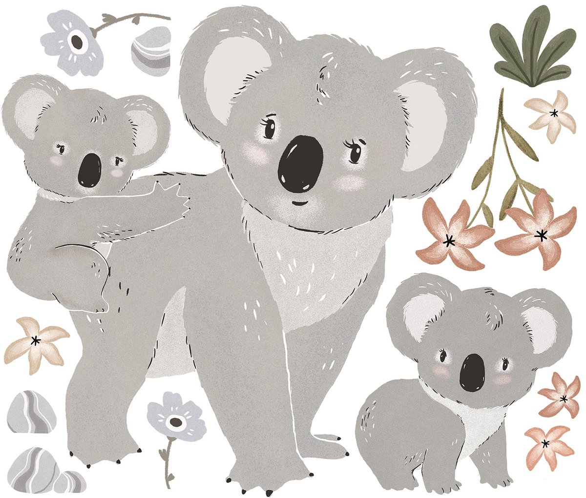 Lilipinso Lilydale Muurstickers XL - Koala Familie