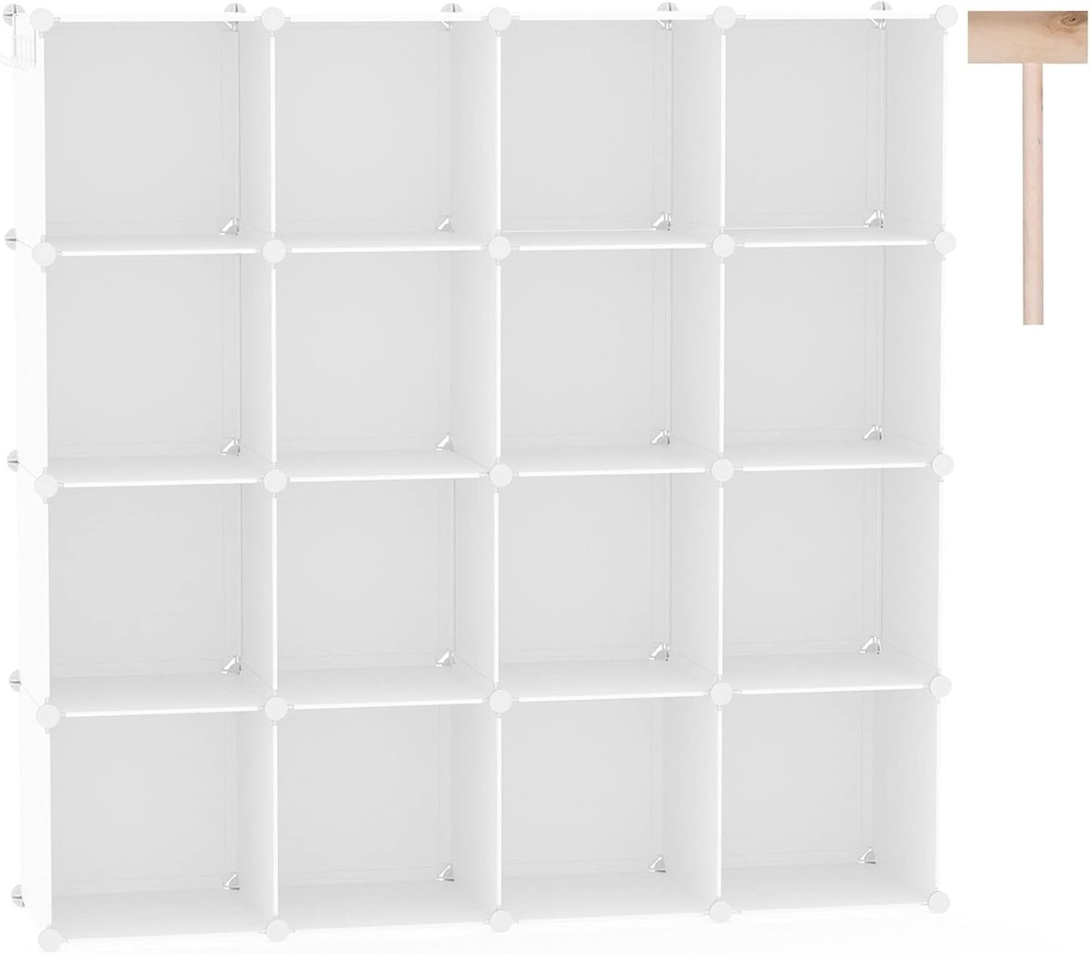 Thijox - Kubusopbergorganizer 16 Vakken - Modulaire Kastoplossing - Plastic Opbergkubussen 122,9x31,5x122,9cm - Ideaal voor Thuis en Slaapkamer