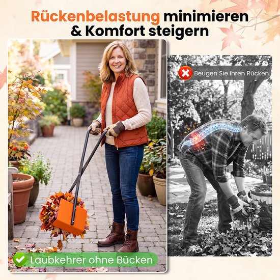 COSTWAY Multifunctionele Bladgrijper 92 cm, Metalen Constructie - Opraapgrijper met Antislip Handgreep, Bladhark met Lange Steel, Bladschep, voor Gras en Tuinafval van Costway — afbeelding 5