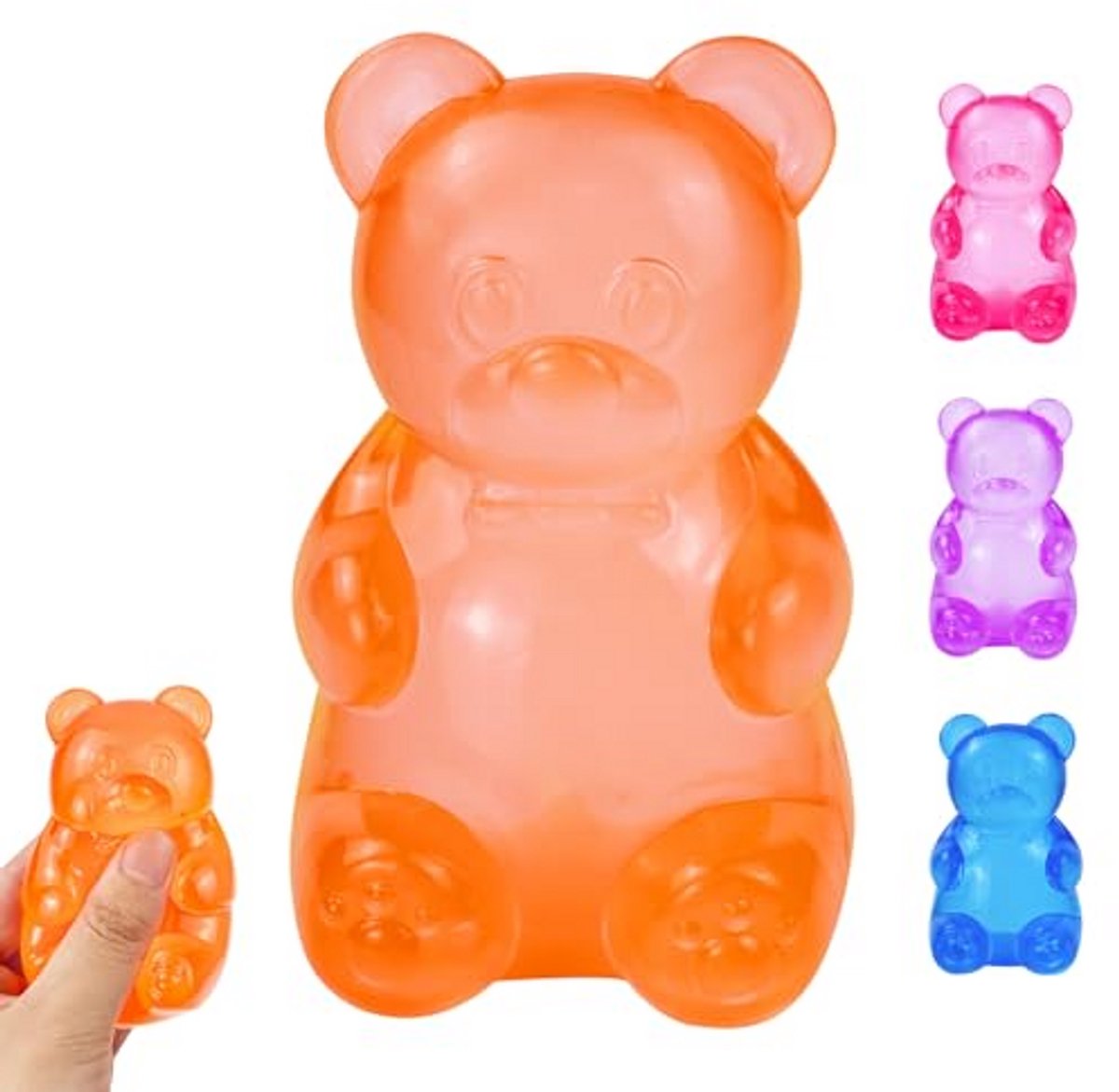 Ryoudavell - Gummy Bear Squishy Speelgoed - Paarse Taba Squishy Anti Stress Ballen voor Volwassenen en Kinderen - Rekbaar en Kneedbaar Sensorisch Antistress Speelgoed - Cadeau voor Verjaardag en Feestjes - Fidget Toy Stress Bear - Geel