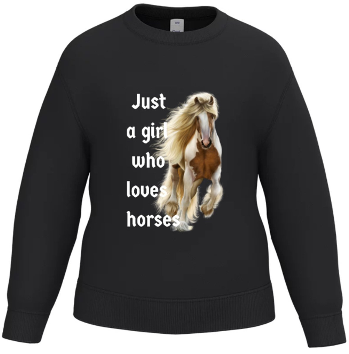 Meisjes sweater met paard zwart - Zwart - 170/176