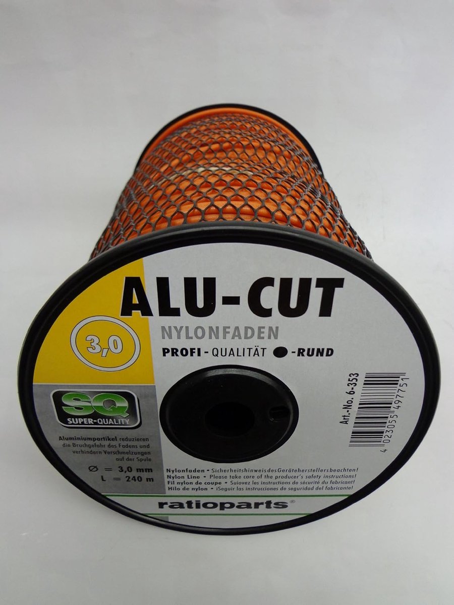 Thijox - Maaidraad ALUCUT 3,0 mm 240 m Trimmerdraad Rond Nylondraad Oranje voor Tuin en Landschapsonderhoud