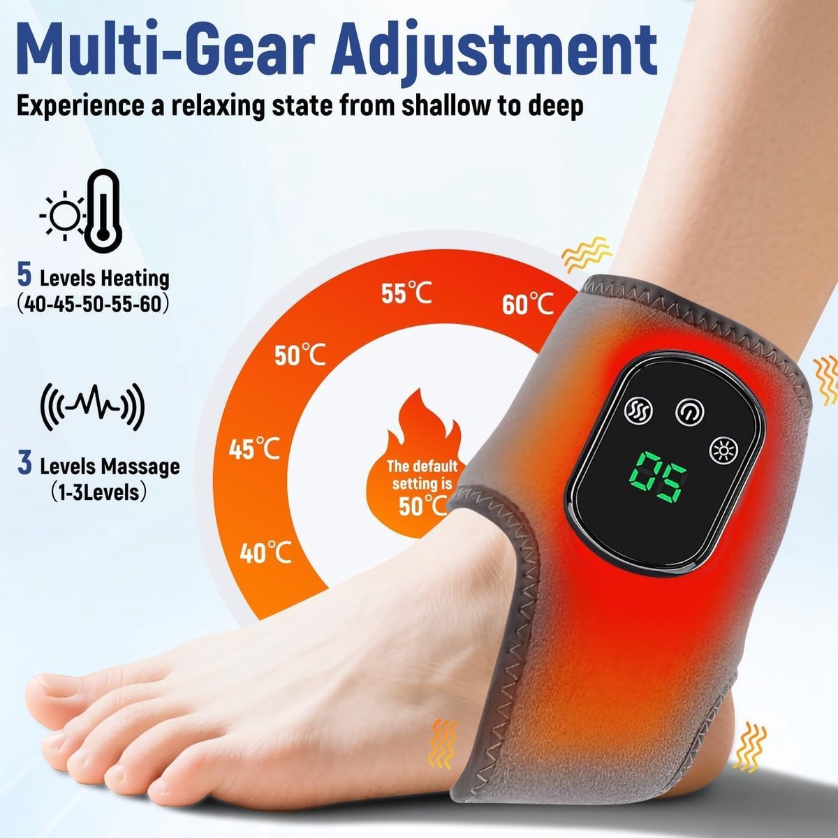 Thijox - 2 Stuks Voetmassageapparaat, Elektrisch Voetmassager 3-in-1 met 5 Warmtestanden, Draadloos Enkelmassageapparaat, Voetwarmer voor Thuis, Kanto — cadeau in Verzorging - foto 5