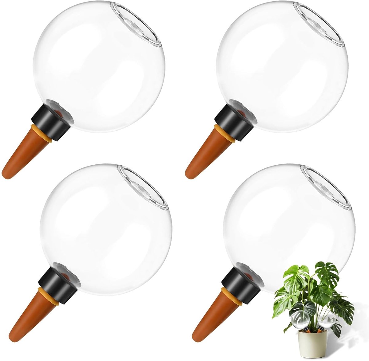 Thijox - 4 Irrigatieballen voor Planten, 500 ml, Transparant, Grote Inhoud, Ideaal voor Kamerplanten en Balkon, 4 Stuks