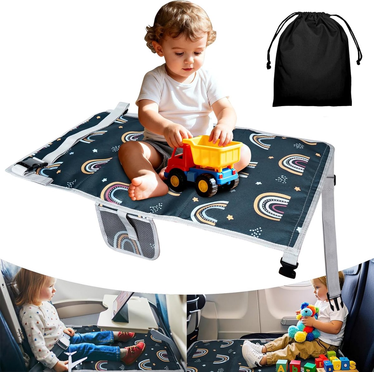 Thijox - Vliegtuig Stoelverlenging voor Kinderen, Draagbare Voetensteun, Kindervliegtuig Hangmat, Zitverlenging, Ideaal voor Korte Afstanden Reizen, L