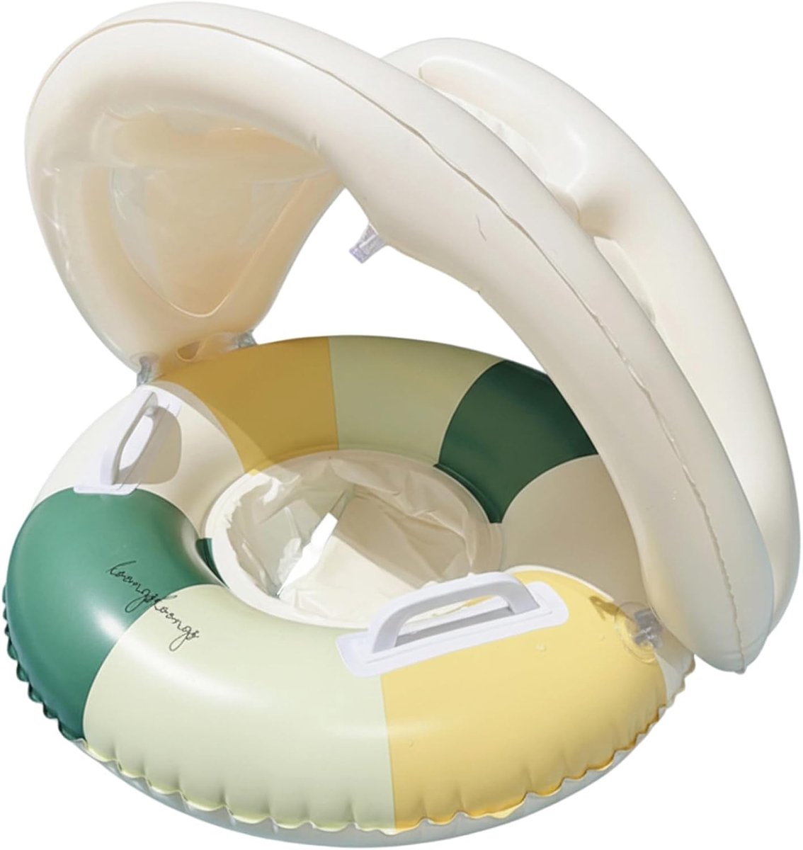 Baby-zwemvlotter met kap, baby-vlotter met kap – UPF-zonnescherm en veilige zitting voor zwembad, meer en strand – opblaasbaar zwemhulpmiddel voor baby's 6-12 maanden.L