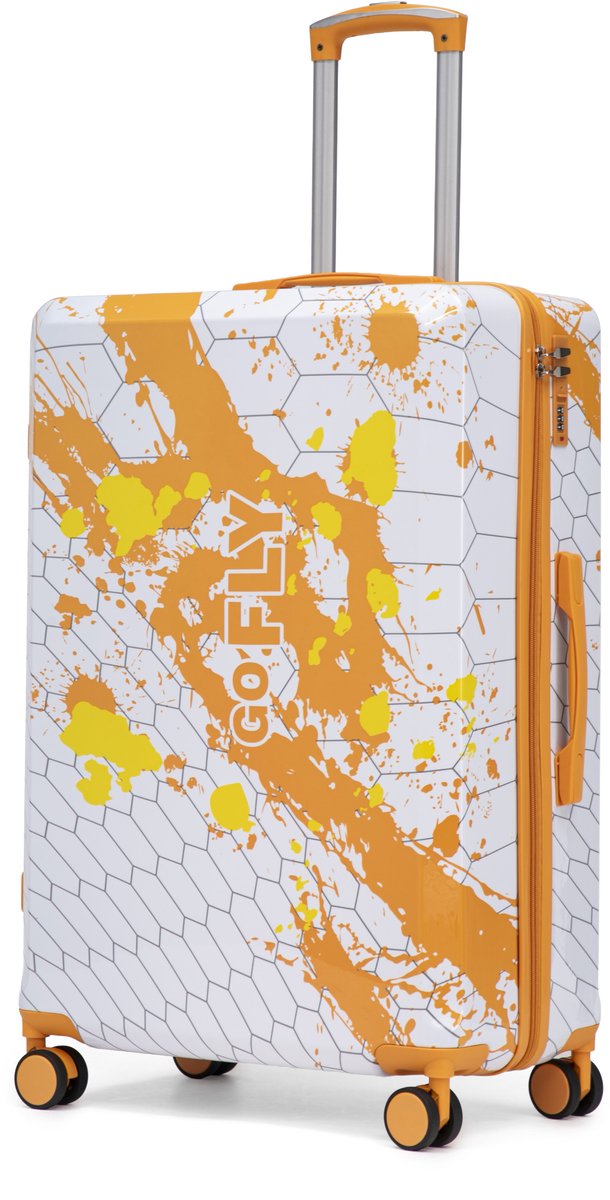 Hardcase Koffer 28 Inch - Grote Koffer Met Cijferslot - 360 Graden Wielen - Telescopische Trekstang - 4,1 kg - Vliegvakantie - 76,5x50,5x29 cm - Oranje