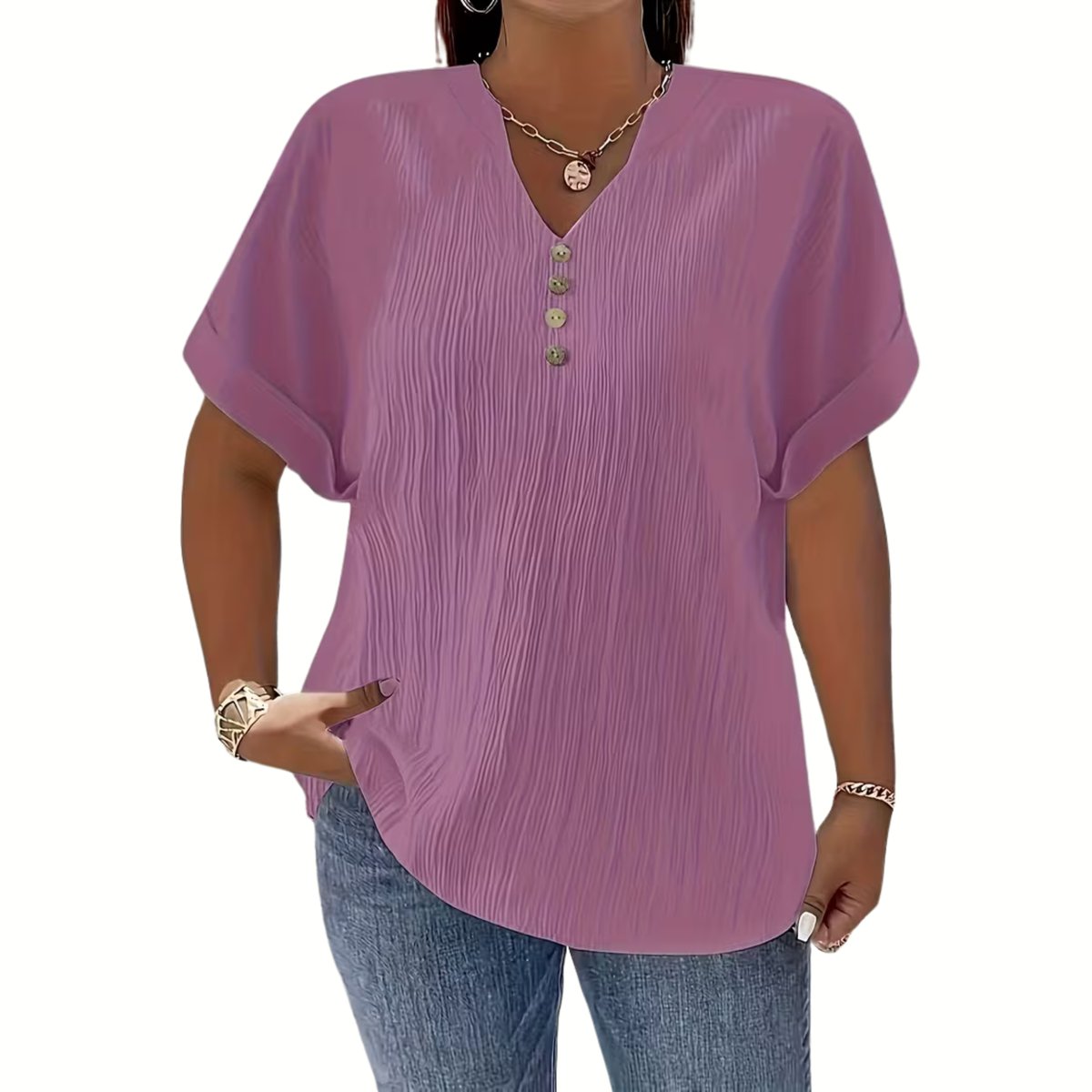Currero Topje Dames - Top Kleding - Shirt - Blouse - Kort - Volwassen - Donkerpaars 1XL