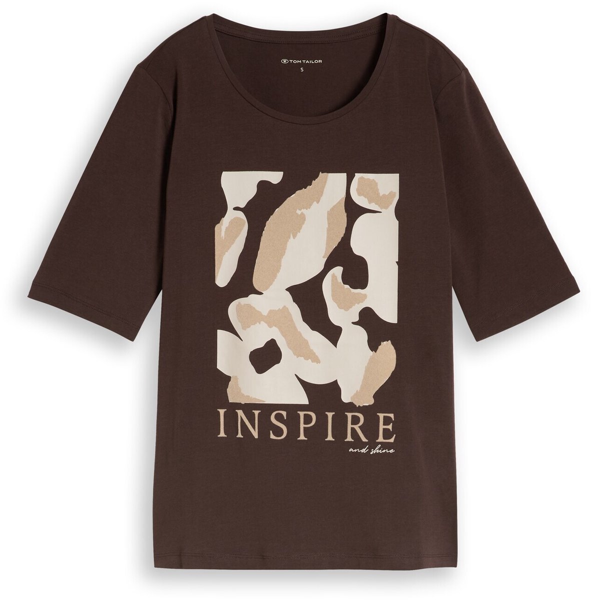 Tom Tailor - Slim fit T-shirt met print - Maat XL - java dark brown