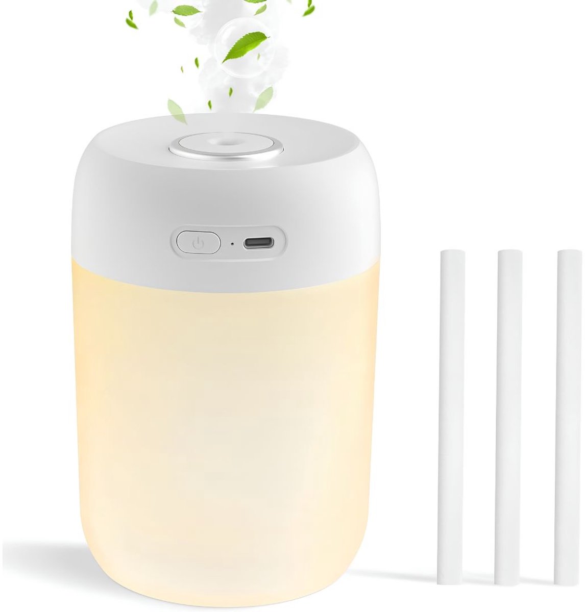 SP® Luchtbevochtiger - Mini-luchtbevochtiger voor slaapkamer/babykamer/planten - Elektrische luchtbevochtiger - Wit - 5cm x 5cm x 2cm