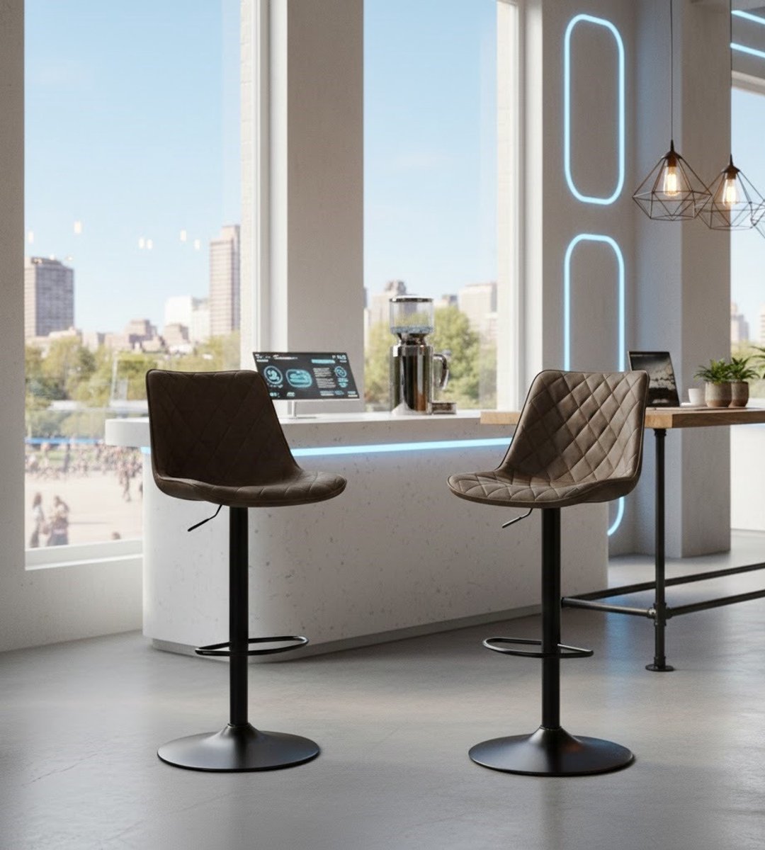 Design Barkrukken Set van 2 - Hoogteverstelbaar - 360° Draaibaar - Novihome