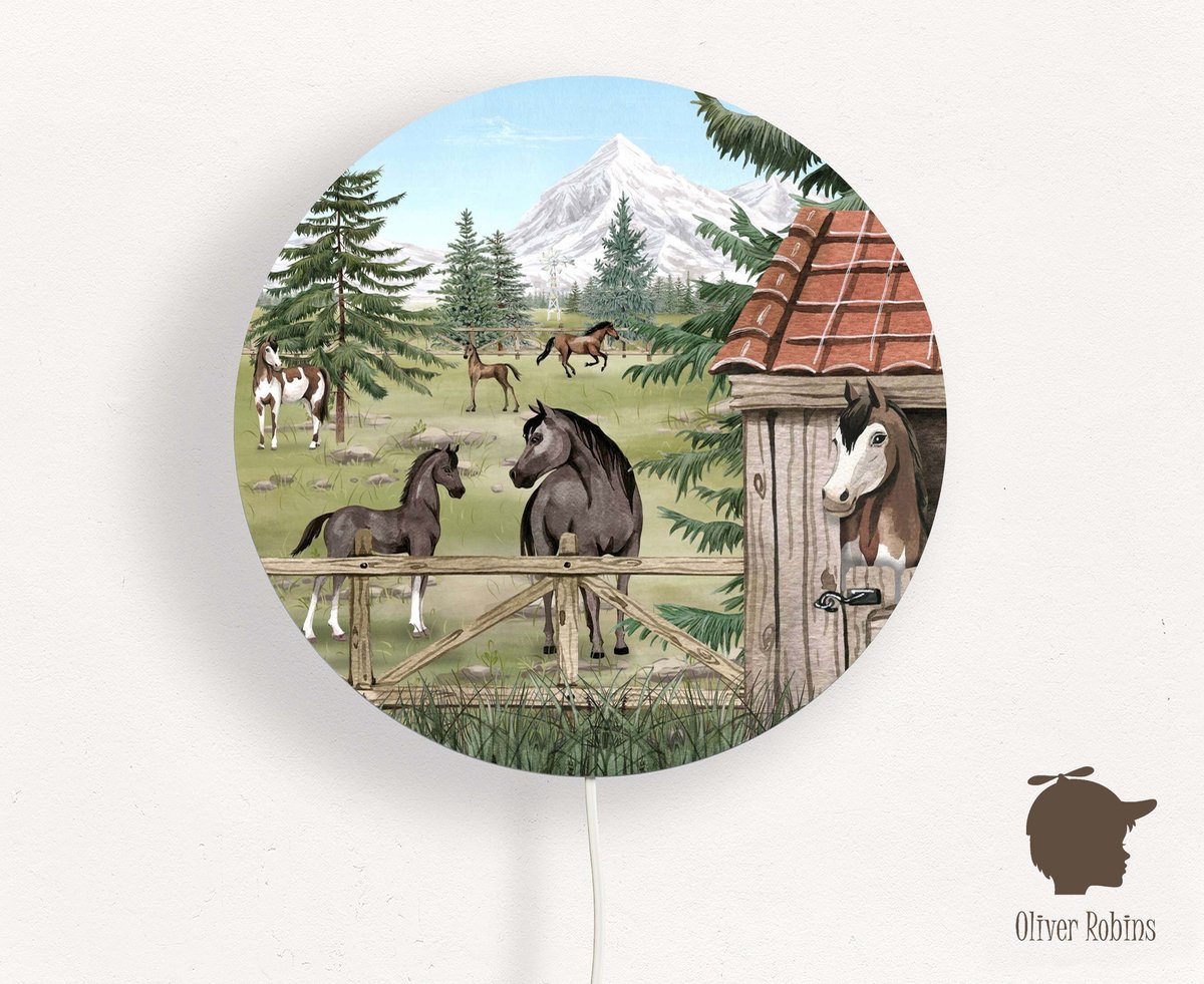 Wandlamp Horse Heaven Oliver Robins-sfeerverlichting-kinderkamer-paarden-wandlamp-verlichting-nachtlamp