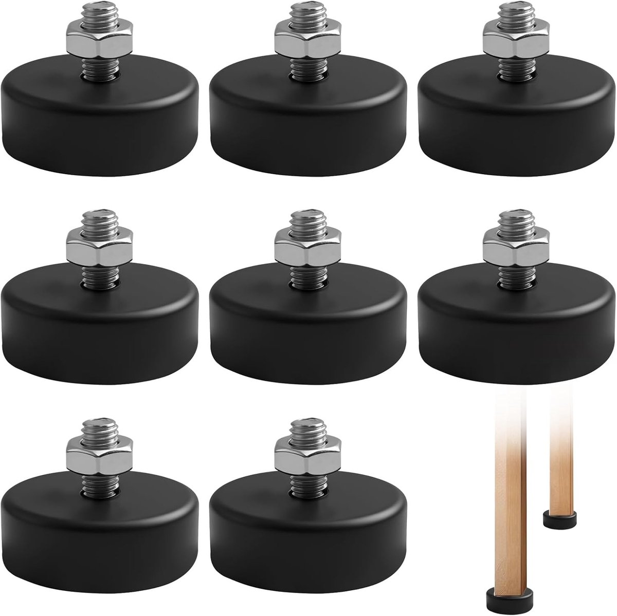 Set van 8 Rubber Voeten M8 x 15mm voor Meubels, Kasten en Tafels - Antislip en Geluidsdempend