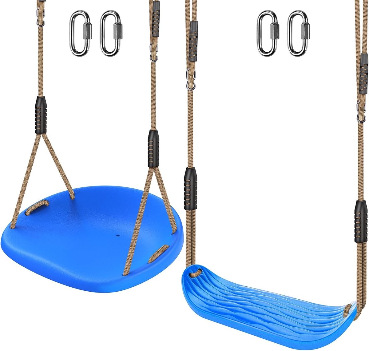 Set van 2 Robuuste Plastic Schommelstoelen met Verstelbare Touw en Snelle Verbinding, Vervangingsaccessoires voor Schommels, Geschikt voor Kinderen en Volwassenen, Binnen/Buiten Gebruik