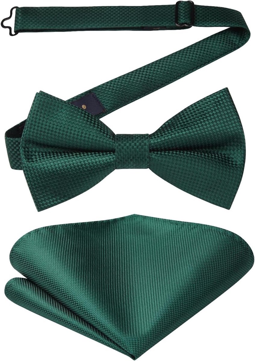 Stijlvolle Voorgevormde Strikjes voor Mannen met Pocketvierkant, Verstelbare Bows voor Trouwfeesten en Tuxedo's