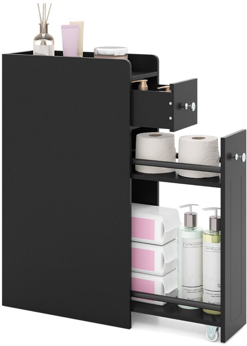 SureDeal® - Badkamerkast - Badkameropbergkast Smalle Kast - Niveaus - Naast Toilet - Uitsc