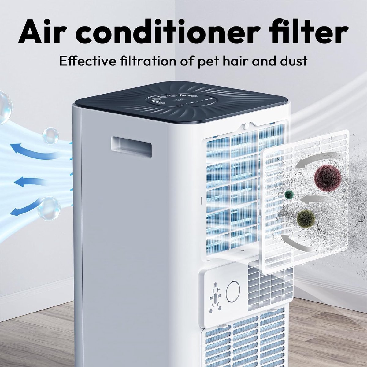 Mobiele airco 10000 BTU – 3-in-1 met ontvochtiger, afstandsbediening, timer en raamkit – tot 42 m² – foto 7