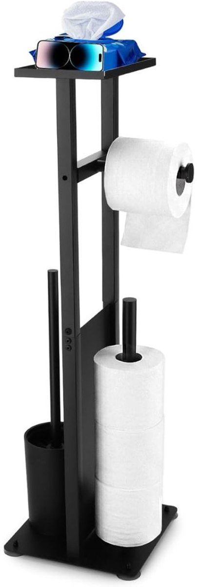 CLVP® Toiletbutler - Toiletrolhouder - Toilet Butler - Borstel met Houder - Zwart