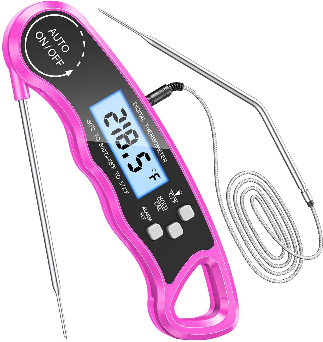 Thijox - Dual Probe Vleesthermometer, Digitale Grillthermometer met Achtergrondverlichting, Kalibratie, Magneet en 2-in-1 Sonde voor Keuken/BBQ/Bakken
