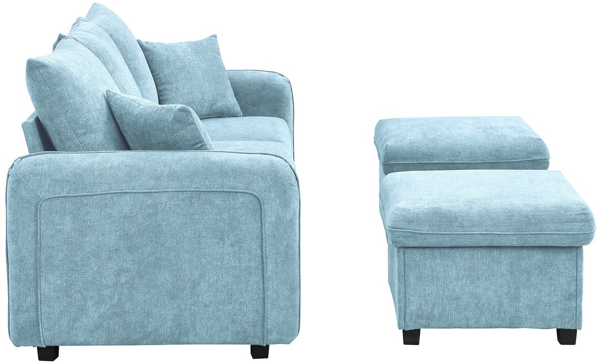 YYchan modulaire bank met hocker - blauw - 188 x 186 x 86 cm - met opbergruimte