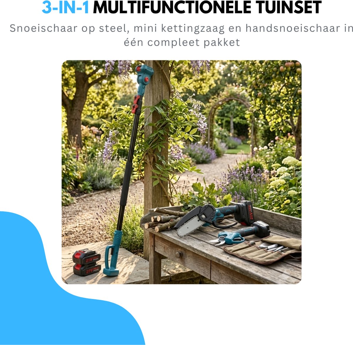 Truskore 4-in-1 Accu Tuingereedschap Set 244cm - 8 inch thumbnail 2