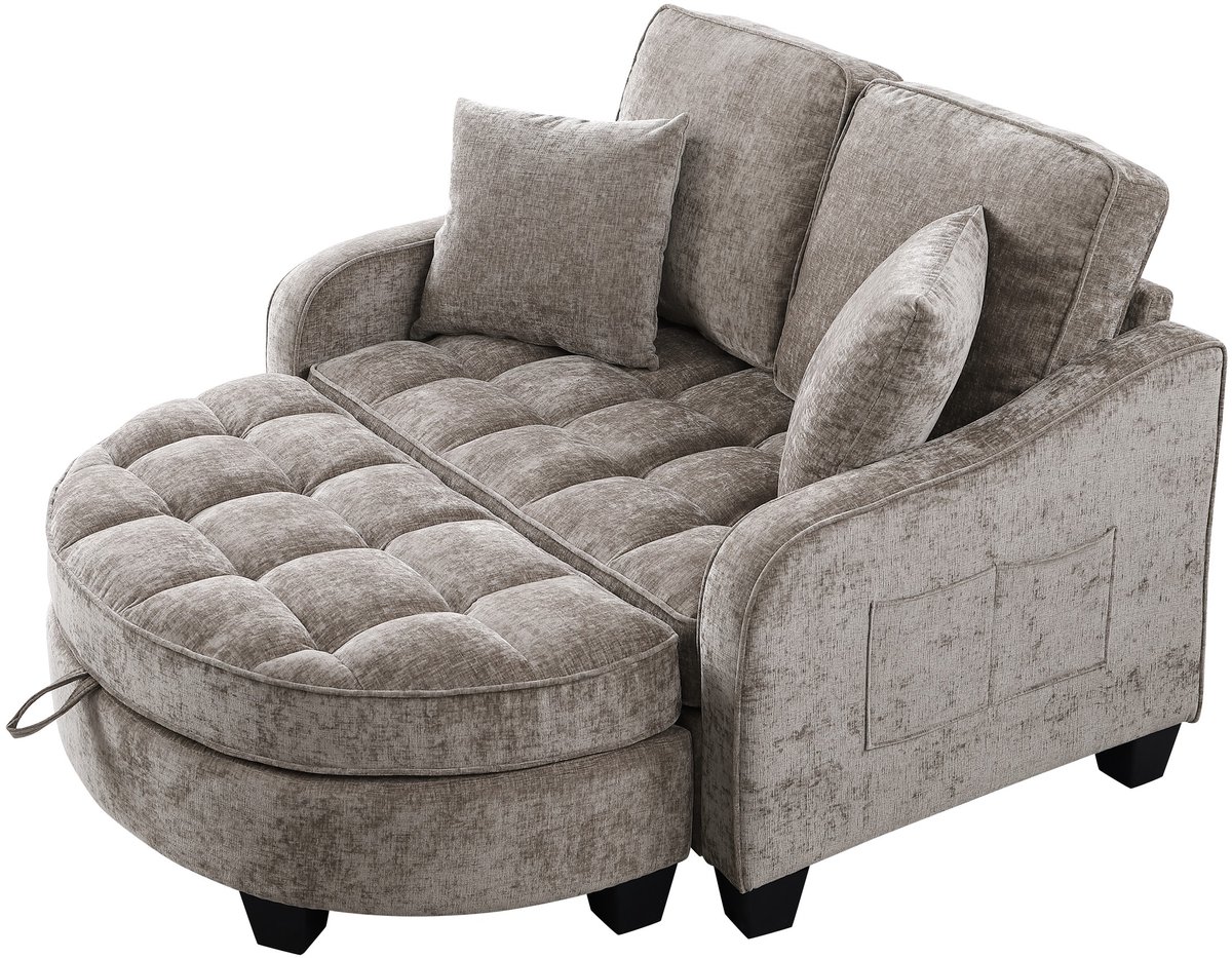 YYchan modulaire bank met hocker - bruin - 132 x 129 x 93 cm