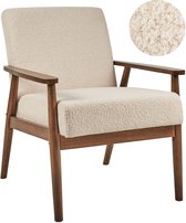 ESRUM - Fauteuil - Beige - Bouclé/Donker hout
