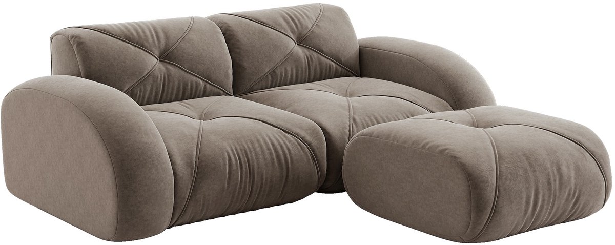 YYchan modulaire bank met hocker - taupe - 204 x 171 x 76 cm
