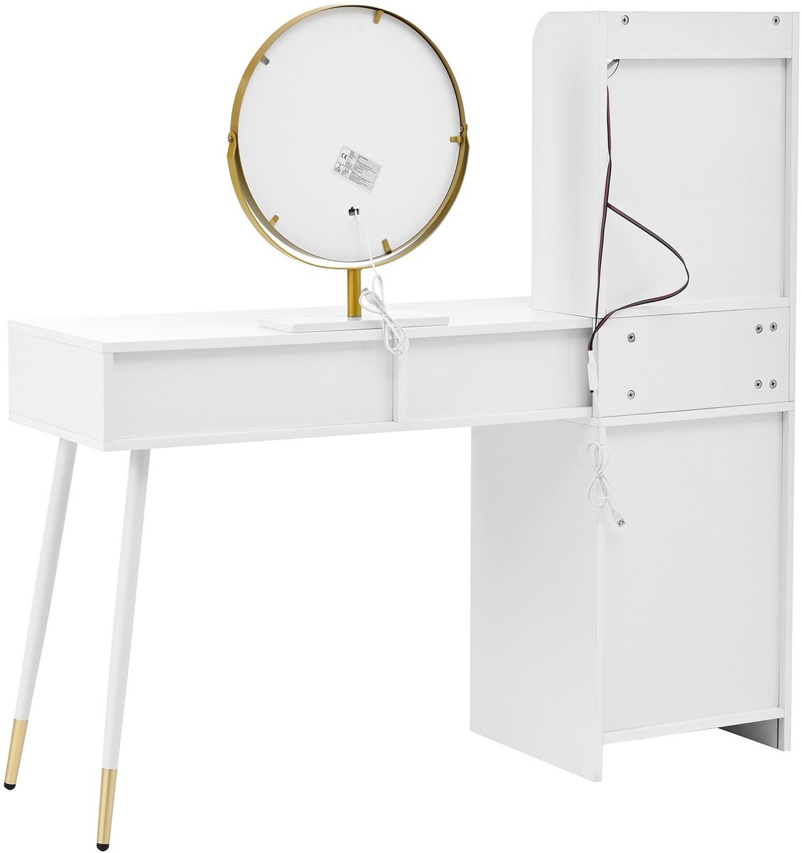 YYchan kaptafel - wit - 100 x 40 x 125 cm - met opbergruimte - met LED-verlichting
