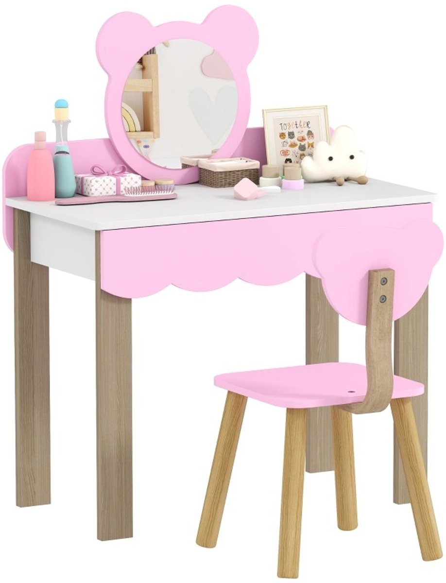 YYchan kaptafel - roze - 68 x 35 x 86 cm - met opbergruimte
