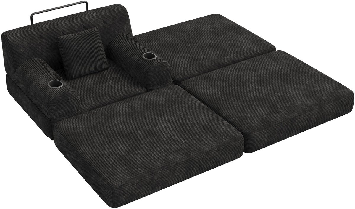 YYchan fauteuil met voetenbank - zwart - 107 x 162 x 81 cm