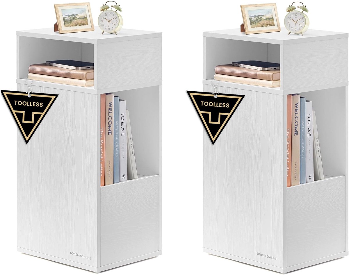Conway Living® Nachtkastje - Set van 2 Nachtkastjes - Bijzettafel - Smal - Voor Kleine Ruimtes - 3 Lades - Wit 30x60x25 cm - Toolless Assembly – in 10 minuten klaar